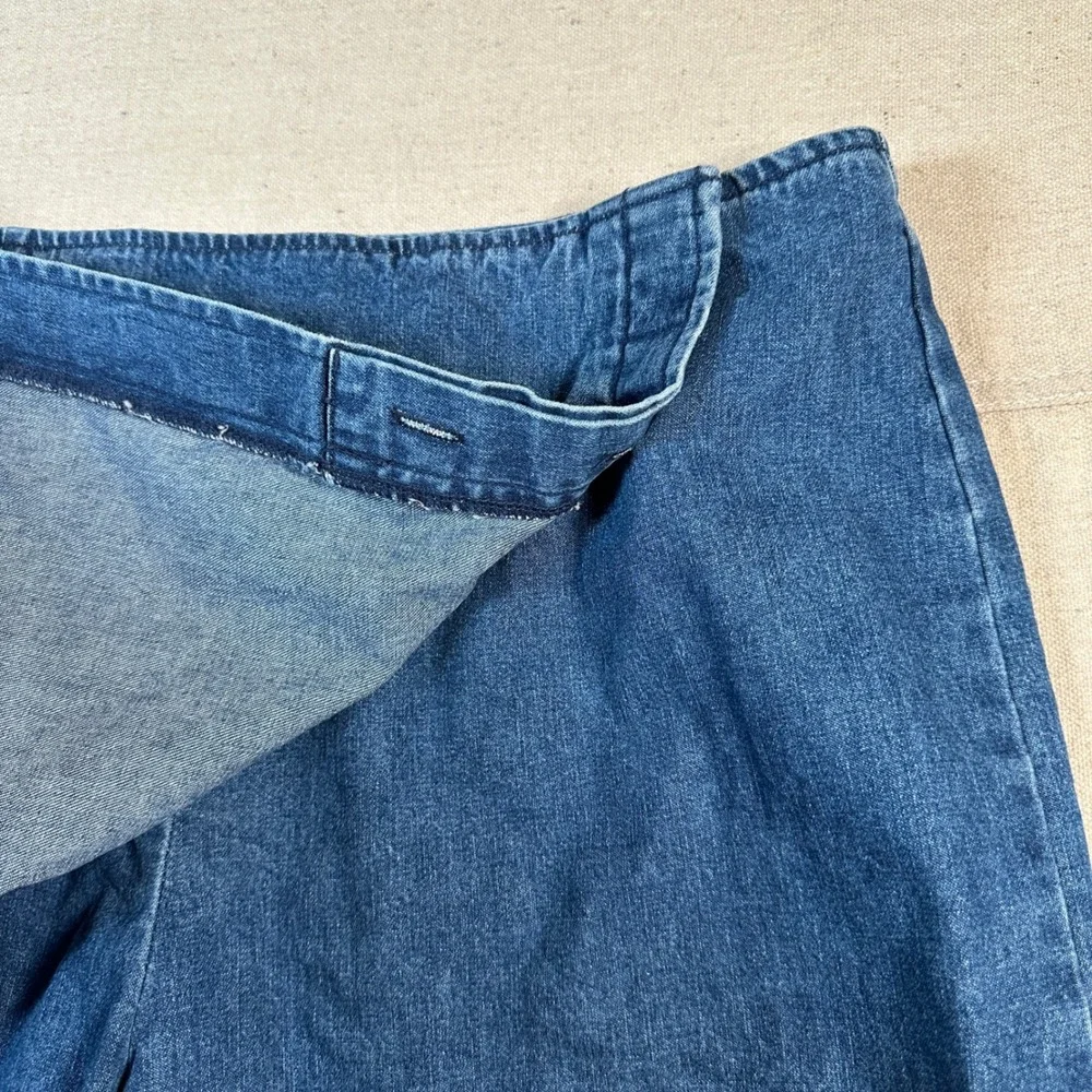 Blue Denim Embroidered Skort‎ Y2K 90s Granola Gorp Western Cotton Mini Wrap